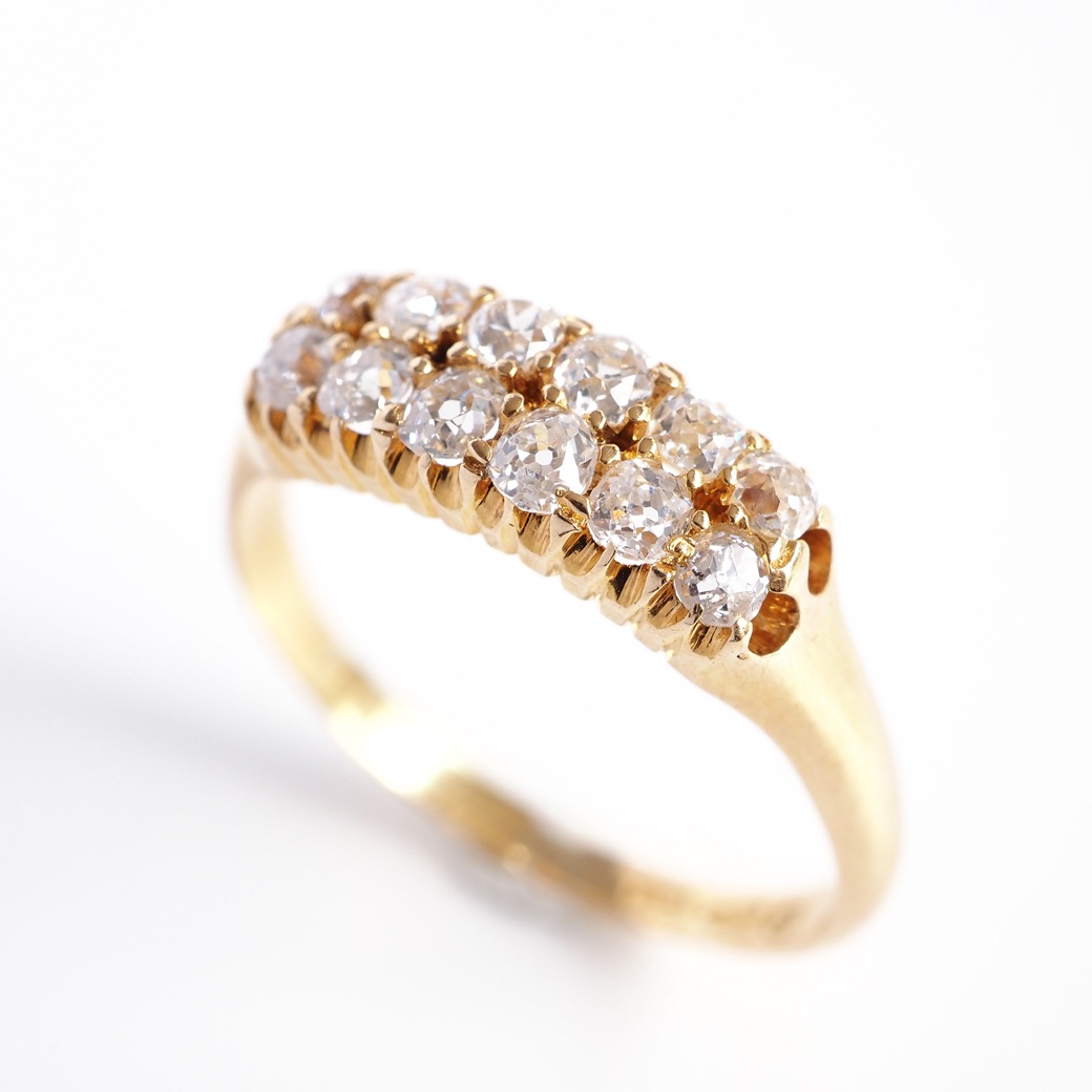 アンティークジュエリー リング ダイヤモンド ダブルライン アンティークリング