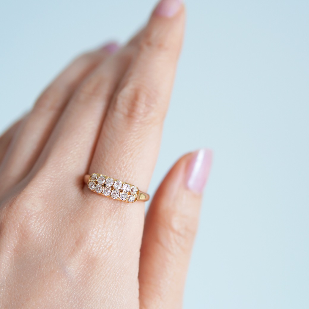 アンティークジュエリー リング ダイヤモンド ダブルライン アンティークリング