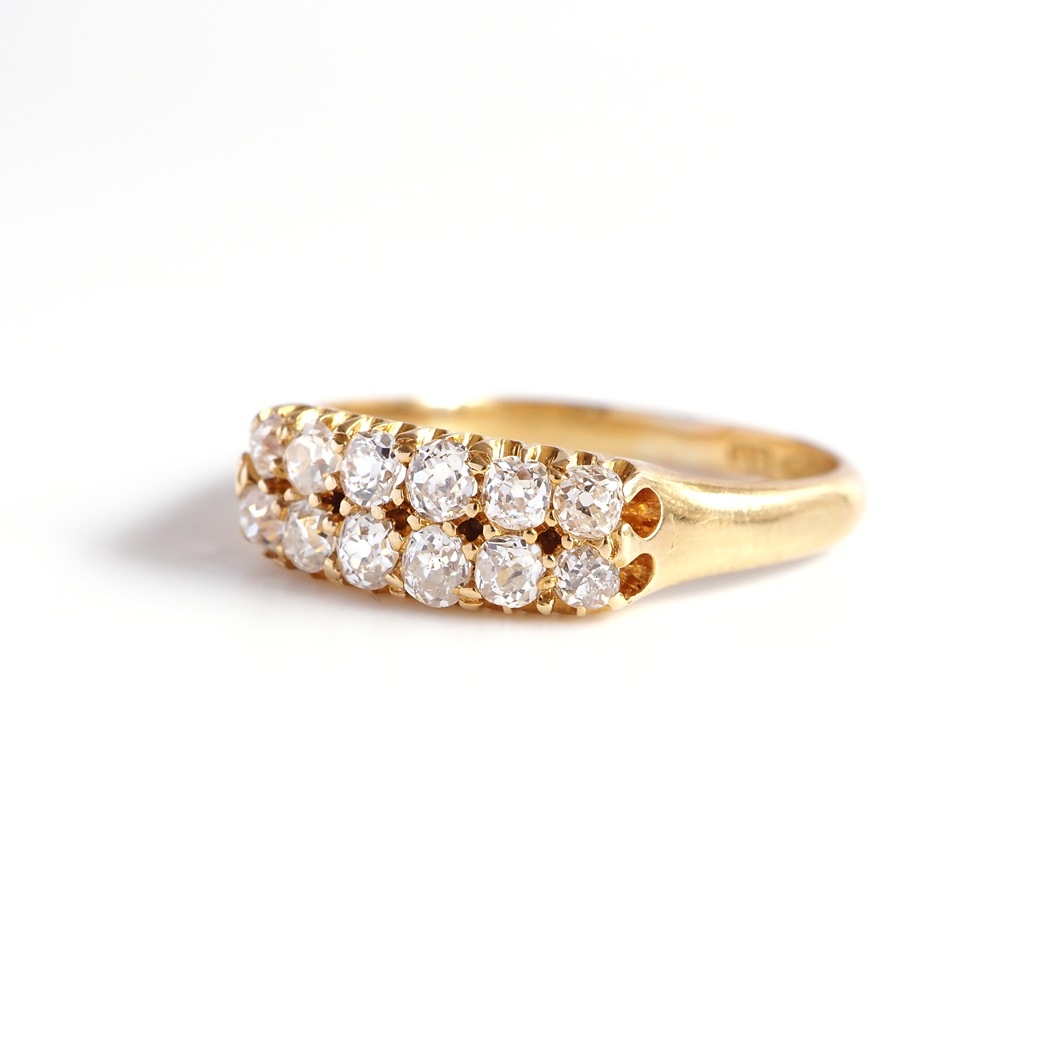 アンティークジュエリー リング ダイヤモンド ダブルライン アンティークリング