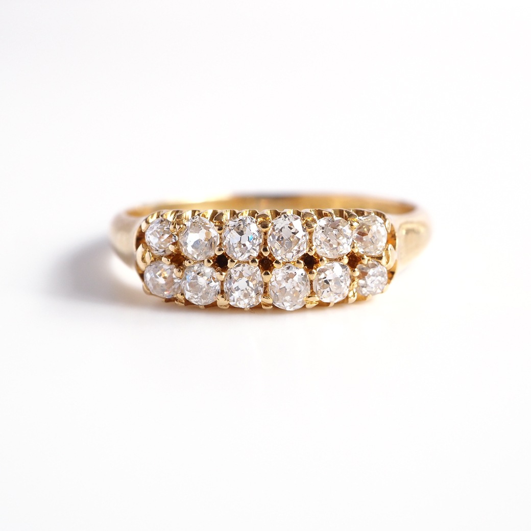 アンティークジュエリー リング ダイヤモンド ダブルライン アンティークリング