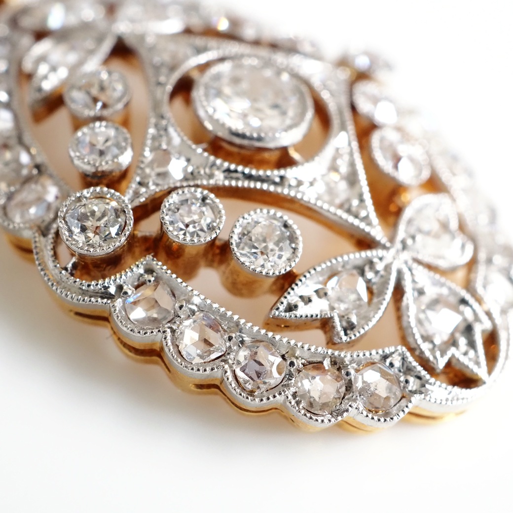 アンティークジュエリー ネックレス 透かし装飾 ダイヤモンド アンティークペンダント