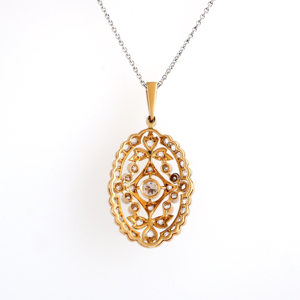 アンティークジュエリー ネックレス 透かし装飾 ダイヤモンド アンティークペンダント