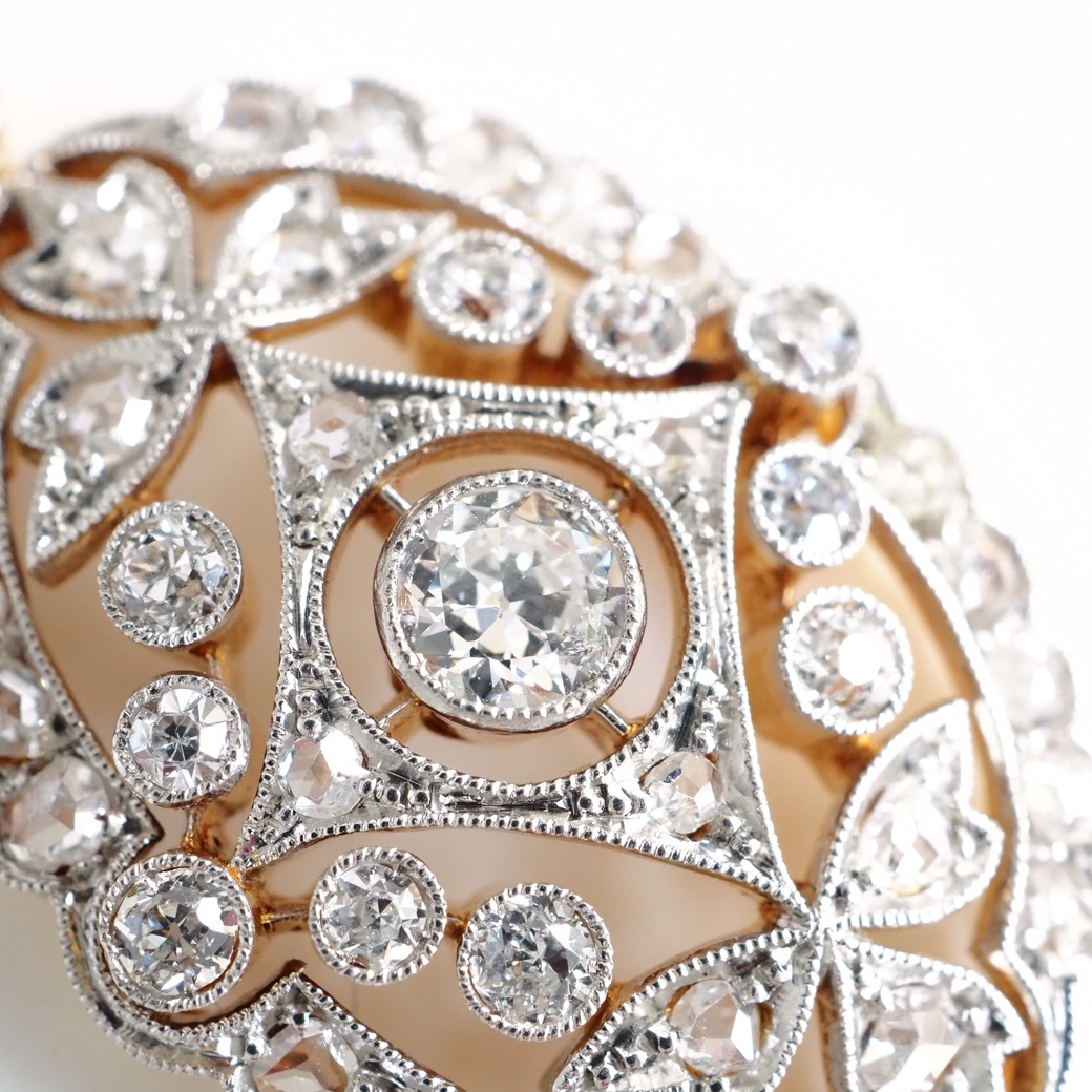 アンティークジュエリー ネックレス 透かし装飾 ダイヤモンド アンティークペンダント