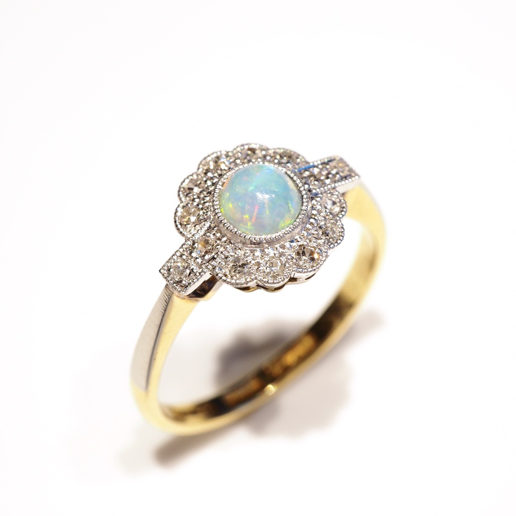 アンティーク　リング　サファイア　ダイヤ　オパール アンティークジュエリー アンティークリング サファイア