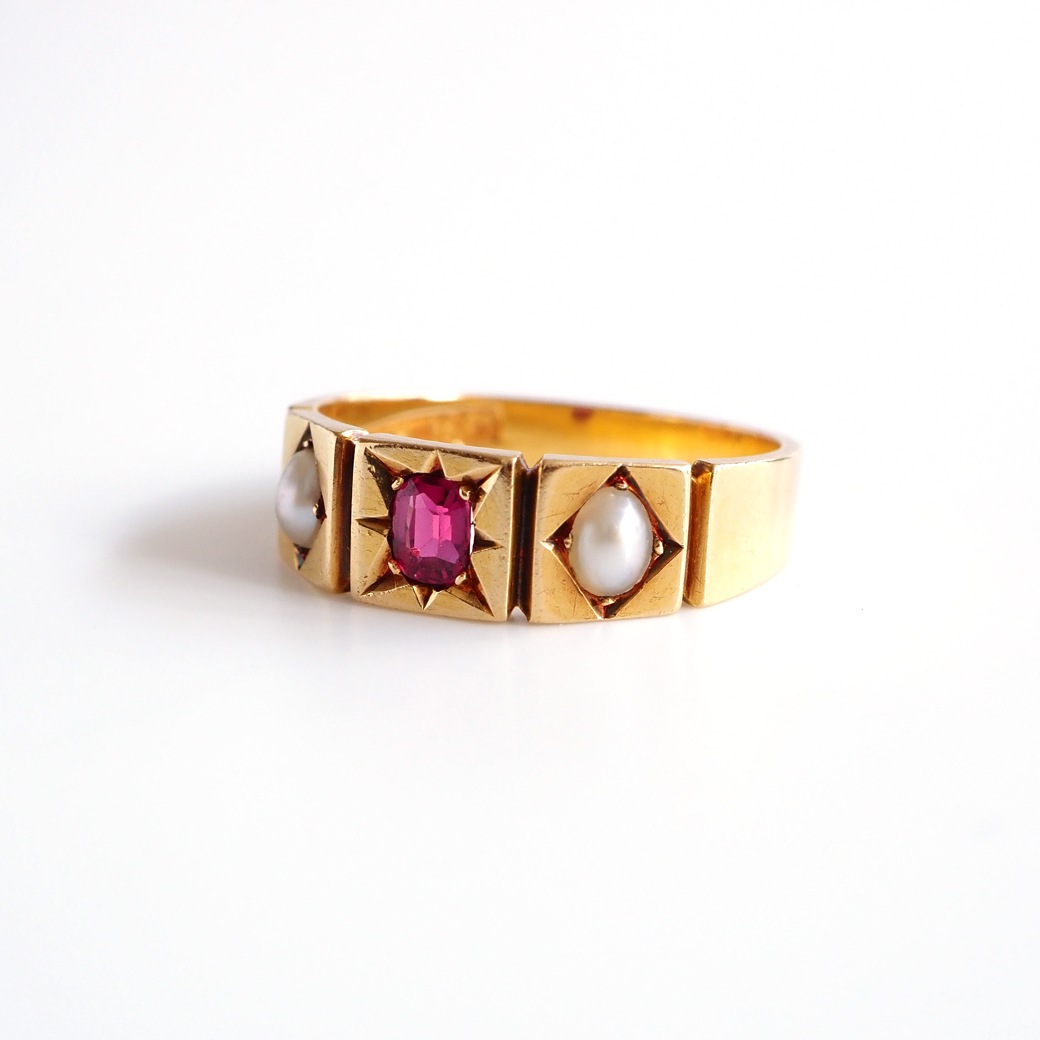 アンティークジュエリー リング ルビー パール アンティークリング