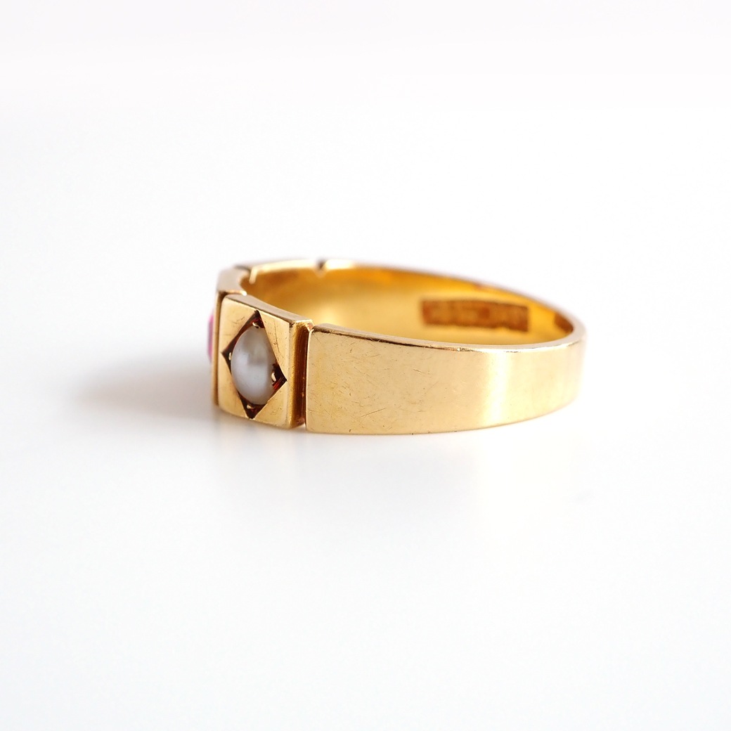 アンティークジュエリー リング ルビー パール アンティークリング