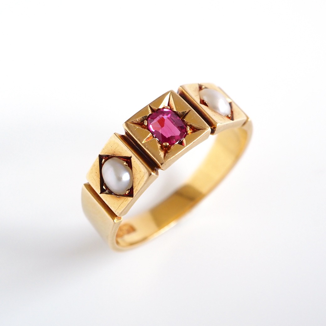 アンティークジュエリー リング ルビー パール アンティークリング