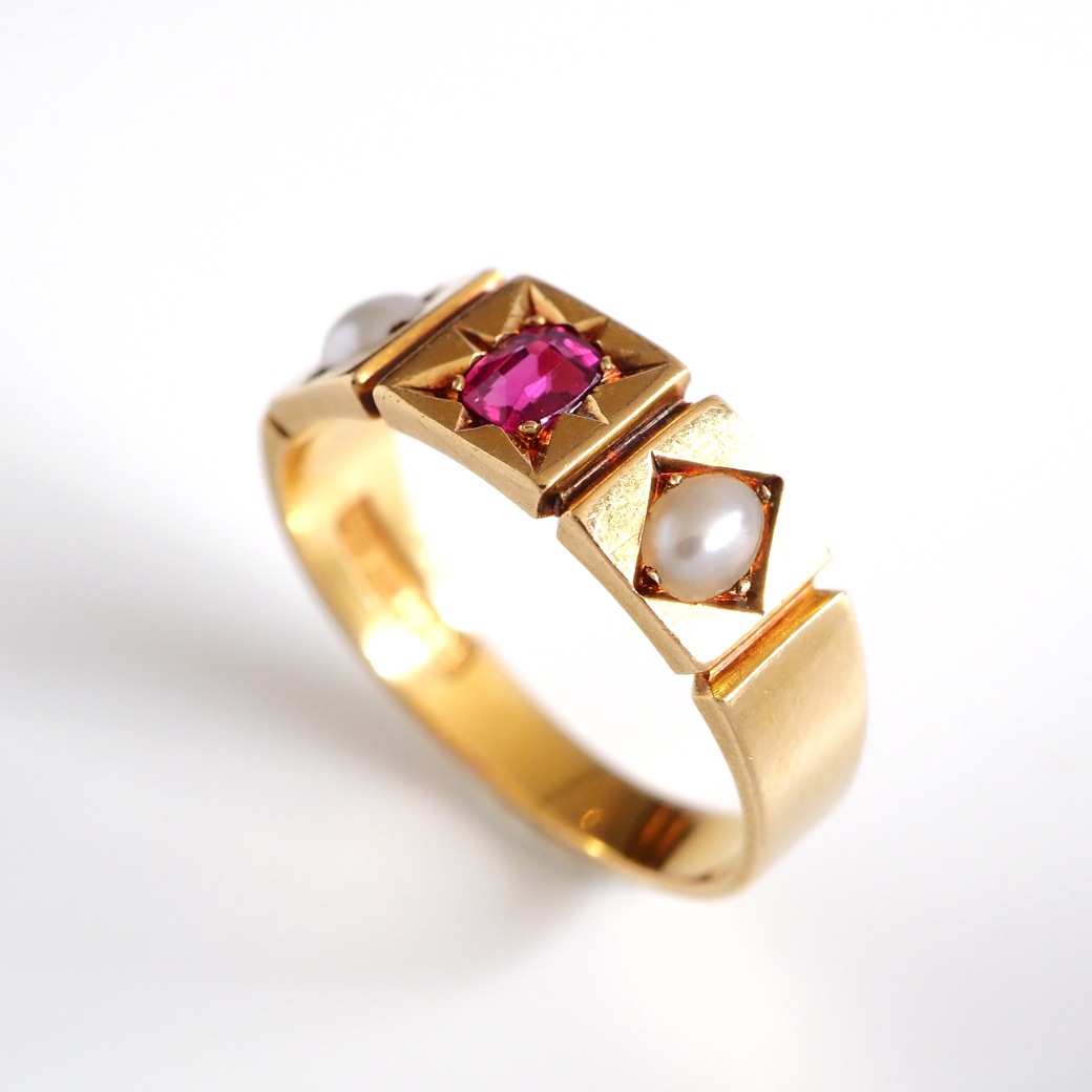アンティークジュエリー リング ルビー パール アンティークリング