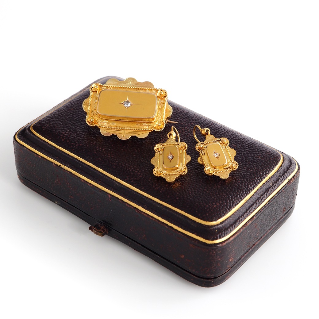 アンティークジュエリー イヤリング&ピアス ゴールド ダイヤモンド アンティークピアス&ブローチ BOX付