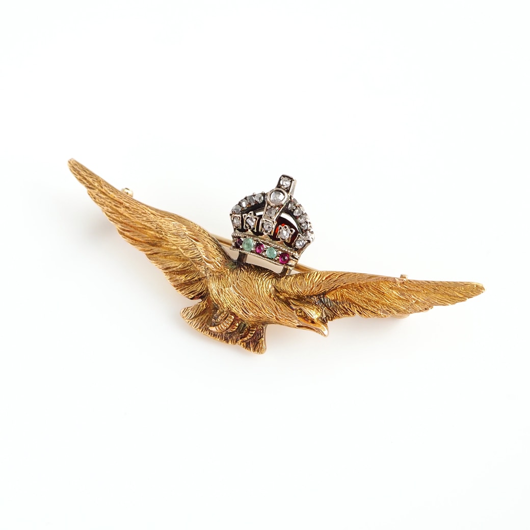 アンティークジュエリー ブローチ ゴールド 王冠をいただいた鷲 アンティークブローチ