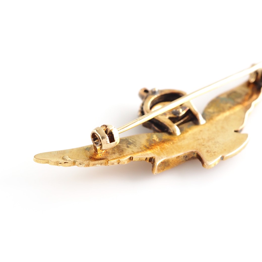 アンティークジュエリー ブローチ ゴールド 王冠をいただいた鷲 アンティークブローチ