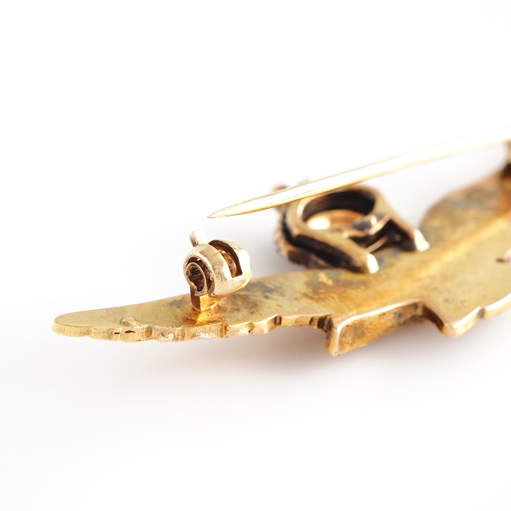 アンティークジュエリー ブローチ ゴールド 王冠をいただいた鷲 アンティークブローチ