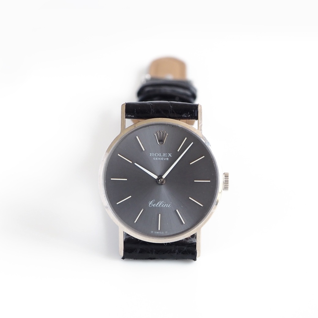 アンティークウォッチ ロレックス グレーダイヤル ラウンド ホワイトゴールドケース