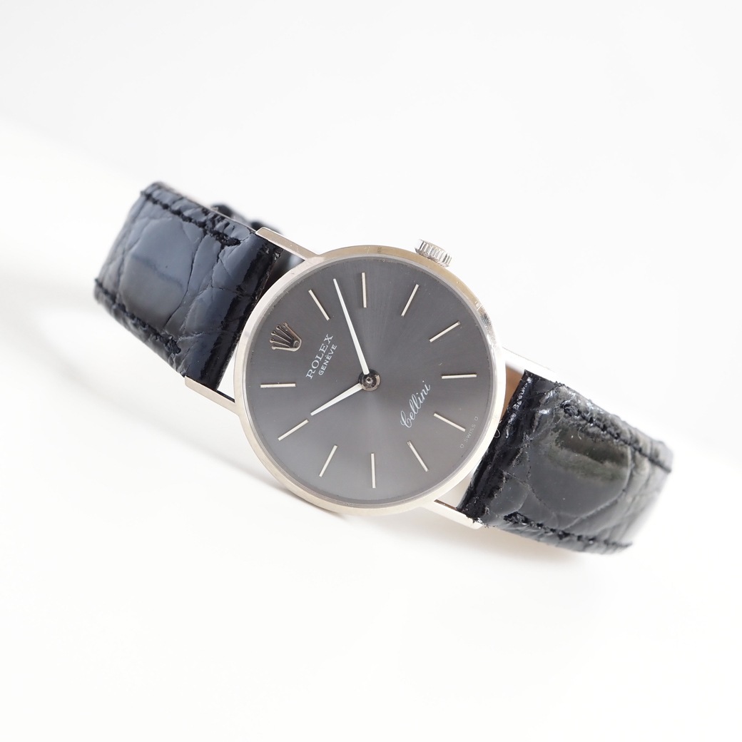 アンティークウォッチ ロレックス グレーダイヤル ラウンド ホワイトゴールドケース