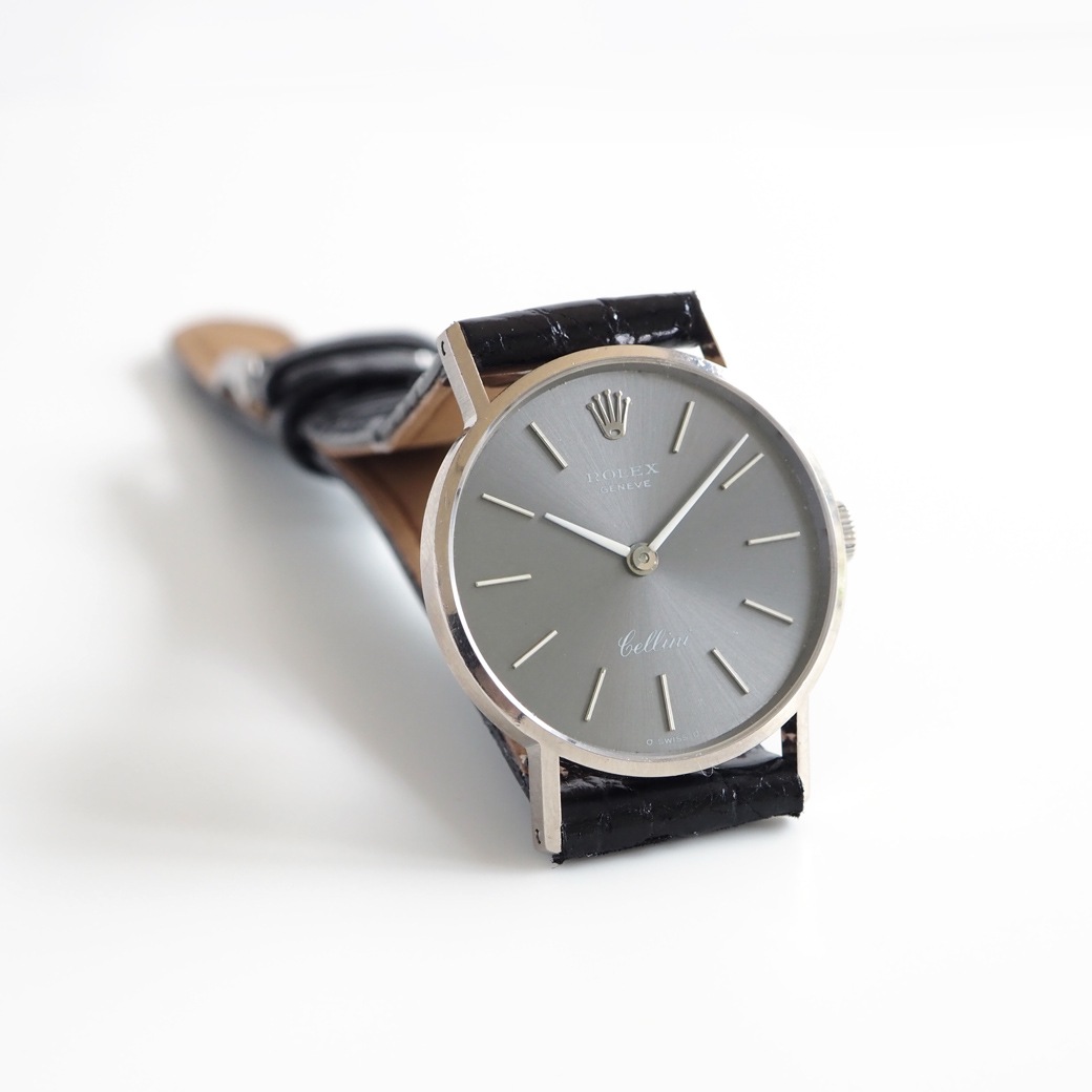 アンティークウォッチ ロレックス グレーダイヤル ラウンド ホワイトゴールドケース