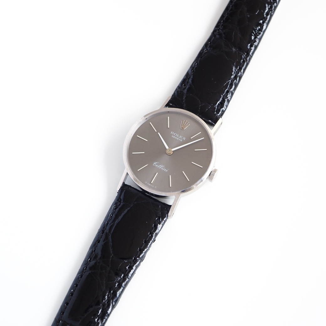 アンティークウォッチ ロレックス グレーダイヤル ラウンド ホワイトゴールドケース