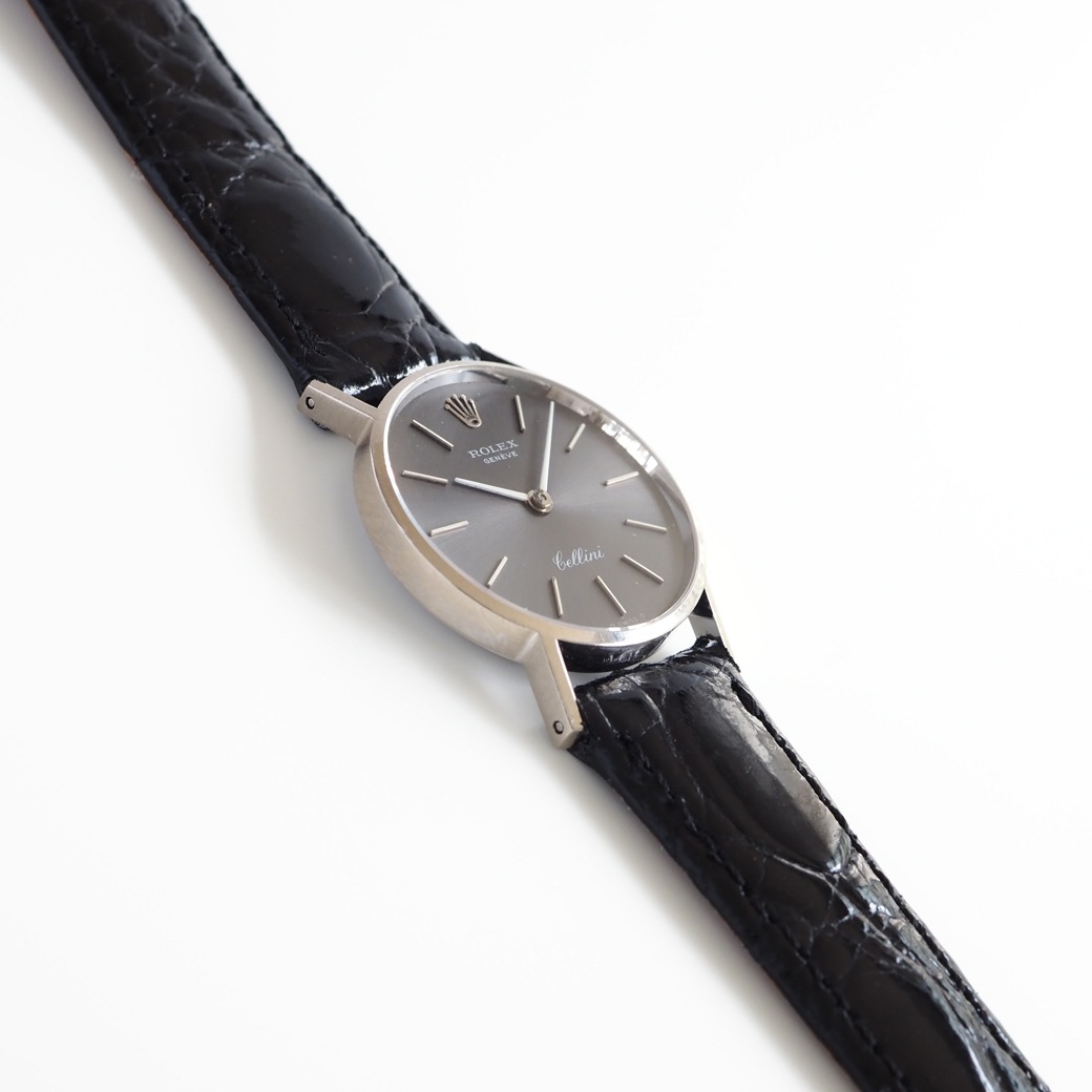 アンティークウォッチ ロレックス グレーダイヤル ラウンド ホワイトゴールドケース