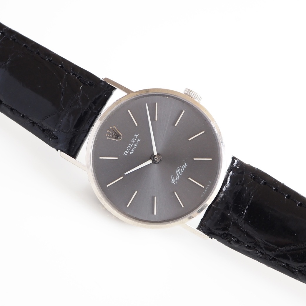 アンティークウォッチ ロレックス グレーダイヤル ラウンド ホワイトゴールドケース