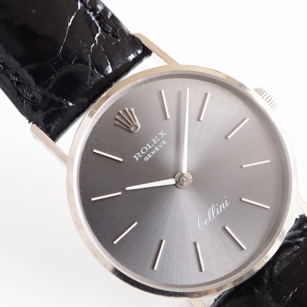 アンティークウォッチ ロレックス グレーダイヤル ラウンド ホワイトゴールドケース