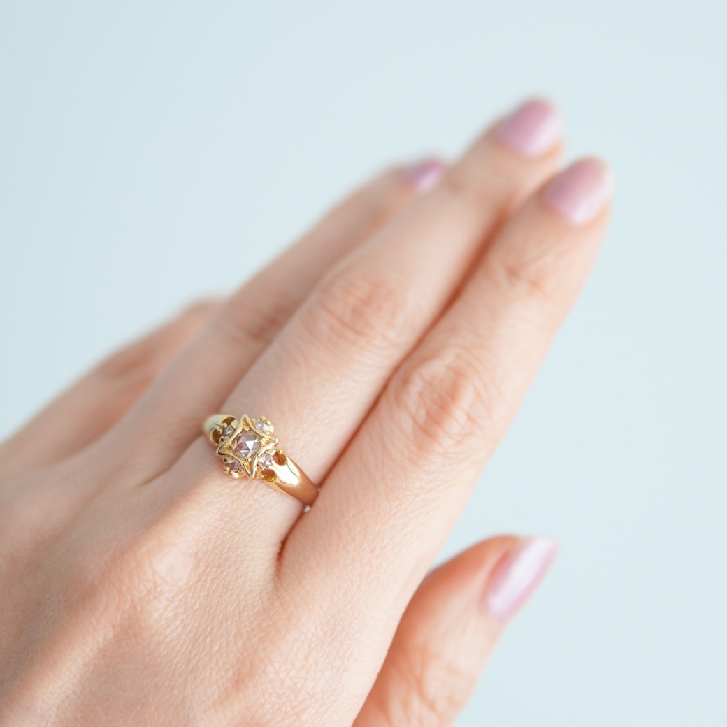 アンティークジュエリー リング ローズカットダイヤモンドゴールド アンティークリング