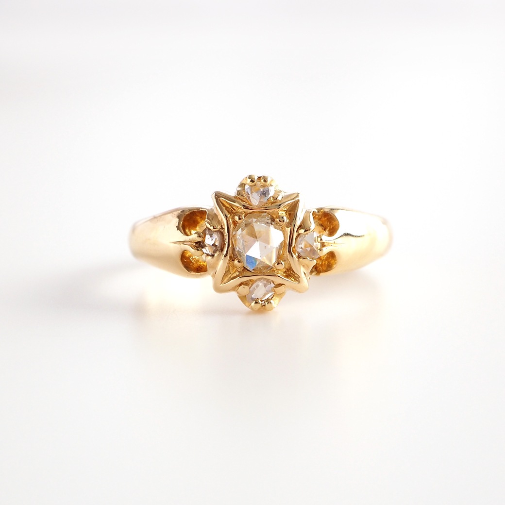 アンティークジュエリー リング ローズカットダイヤモンドゴールド アンティークリング