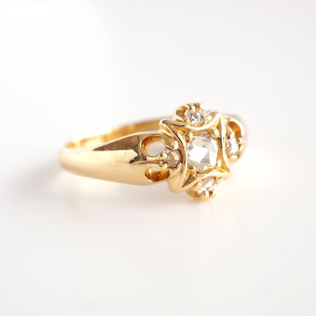 アンティークジュエリー リング ローズカットダイヤモンドゴールド アンティークリング