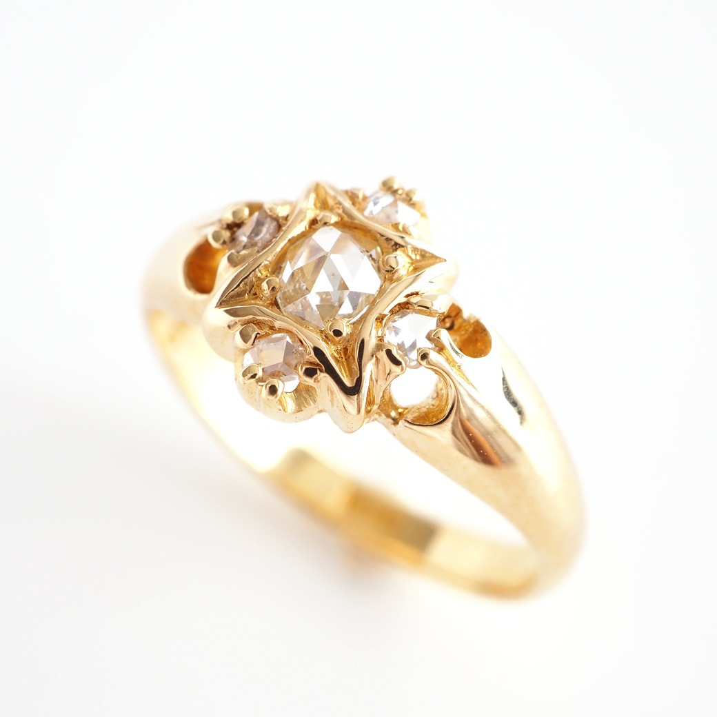 アンティークジュエリー リング ローズカットダイヤモンドゴールド アンティークリング