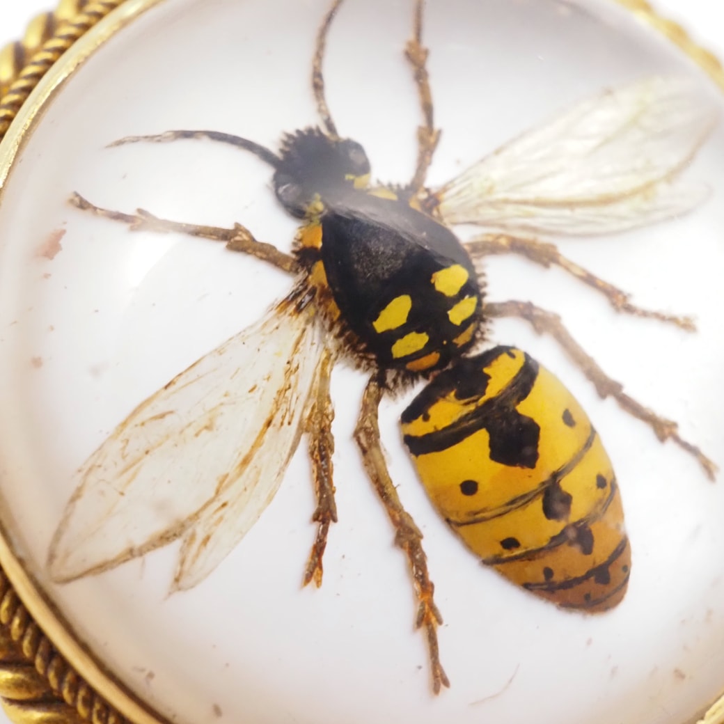 アンティークジュエリー アンティークブローチ 蜂 ロッククリスタル