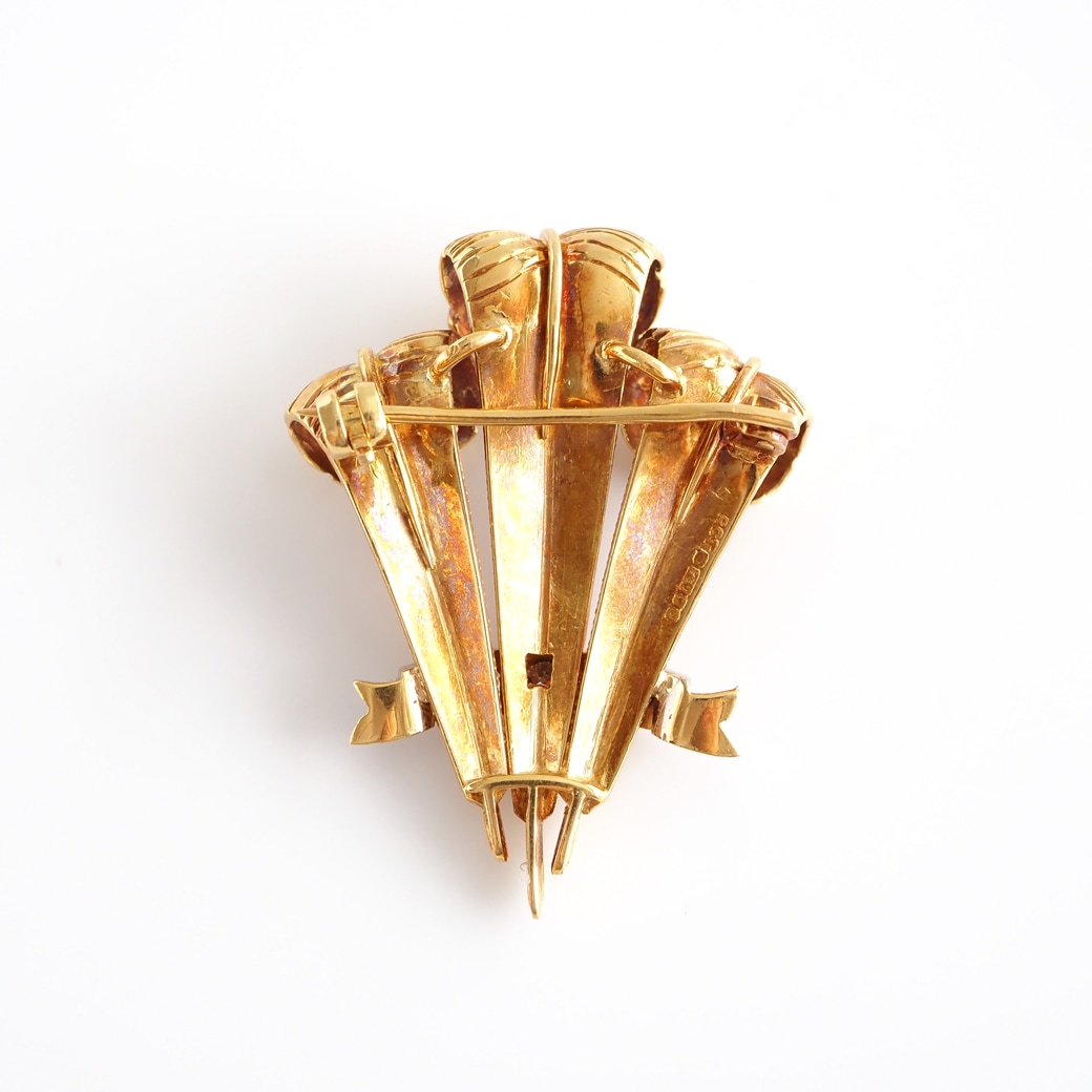 アンティークジュエリー アンティークブローチ フェザー 紋章モチーフ