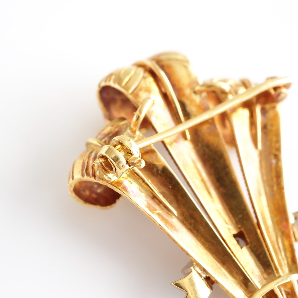 アンティークジュエリー ブローチ フェザー 紋章モチーフ ゴールド ヴィンテージブローチ