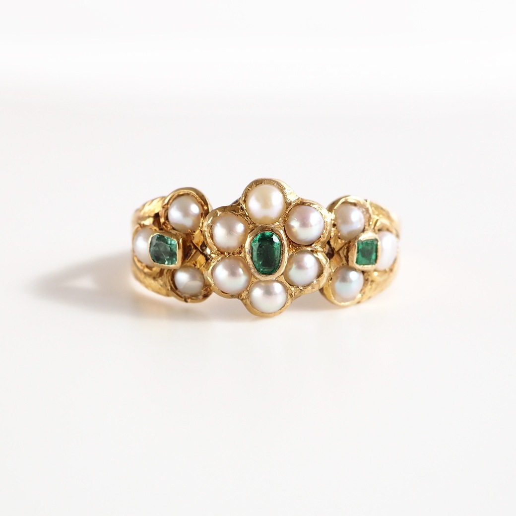 アンティークジュエリー リング エメラルド パール アンティークリング