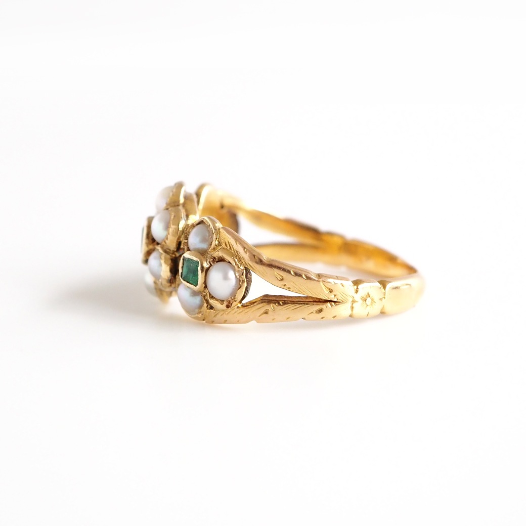 アンティークジュエリー リング エメラルド パール アンティークリング