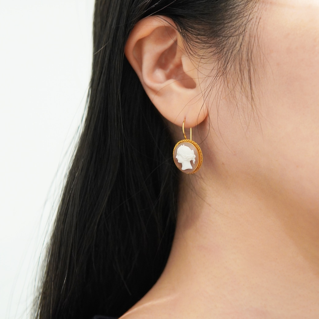 アンティークジュエリー イヤリング&ピアス シェルカメオ アンティークピアス