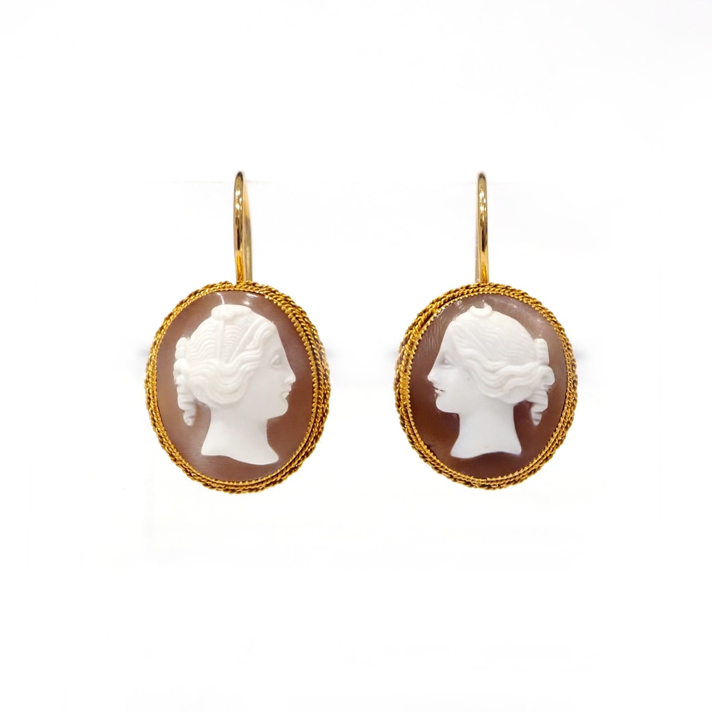 アンティークジュエリー イヤリング&ピアス シェルカメオ アンティークピアス