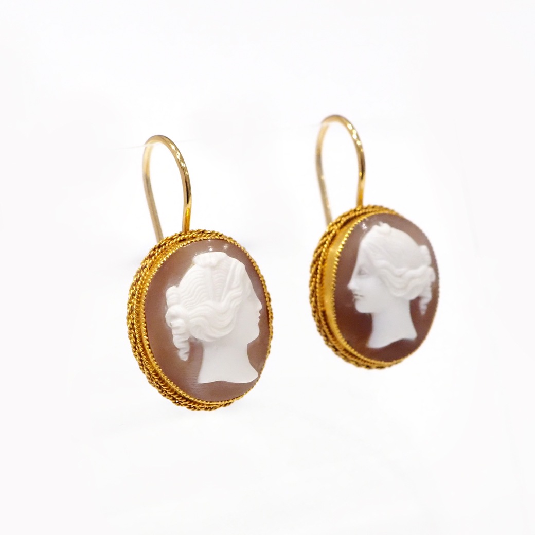 アンティークジュエリー イヤリング&ピアス シェルカメオ アンティークピアス
