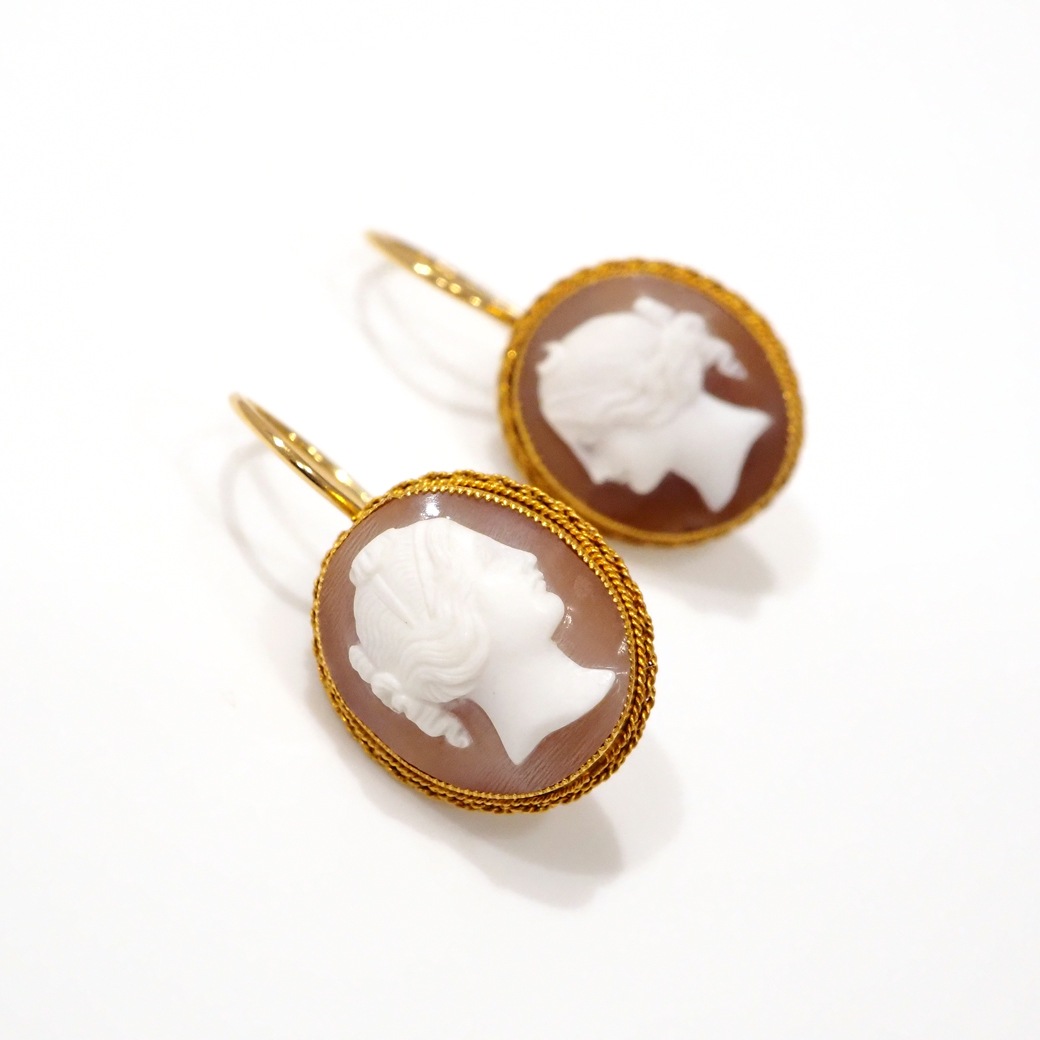アンティークジュエリー イヤリング&ピアス シェルカメオ アンティークピアス
