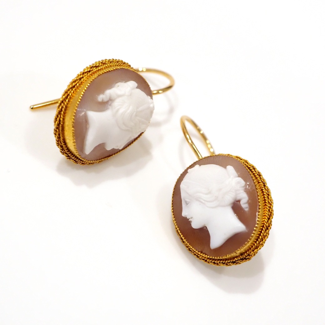 アンティークジュエリー イヤリング&ピアス シェルカメオ アンティークピアス