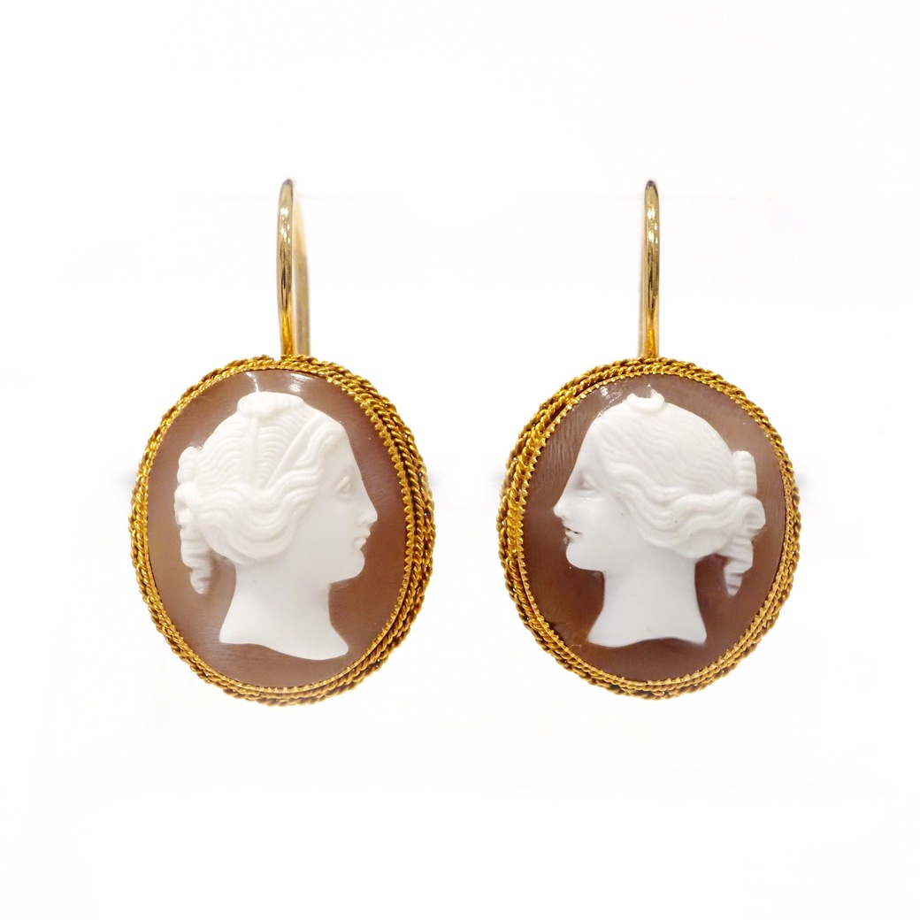 アンティークジュエリー イヤリング&ピアス シェルカメオ アンティークピアス