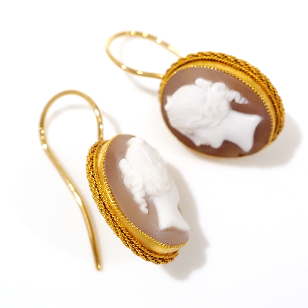 アンティークジュエリー イヤリング&ピアス シェルカメオ アンティークピアス
