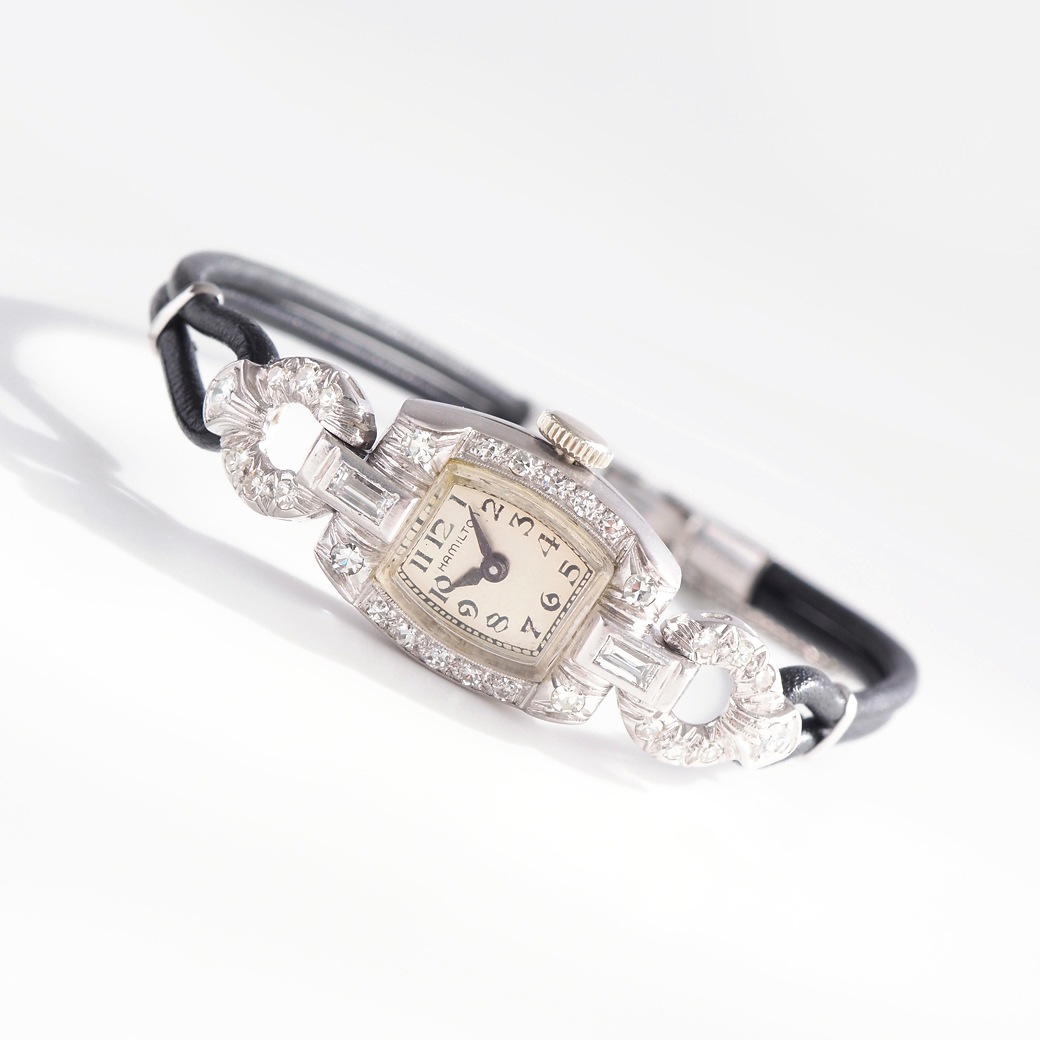 アンティークウォッチ ハミルトン ダイヤモンド装飾 トノー プラチナケース