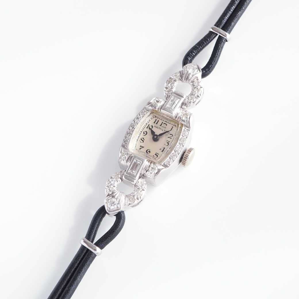 アンティークウォッチ ハミルトン ダイヤモンド装飾 トノー プラチナケース