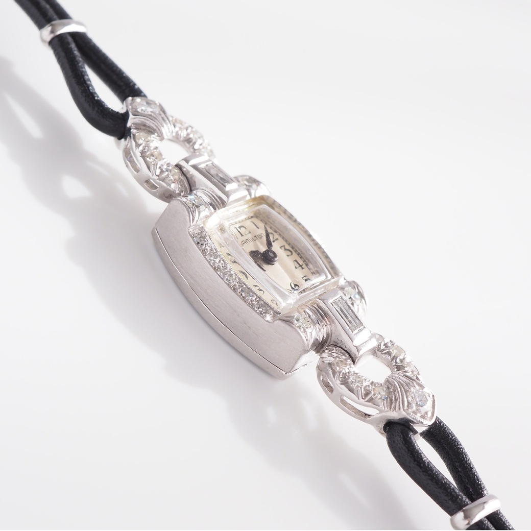 アンティークウォッチ ハミルトン ダイヤモンド装飾 トノー プラチナケース