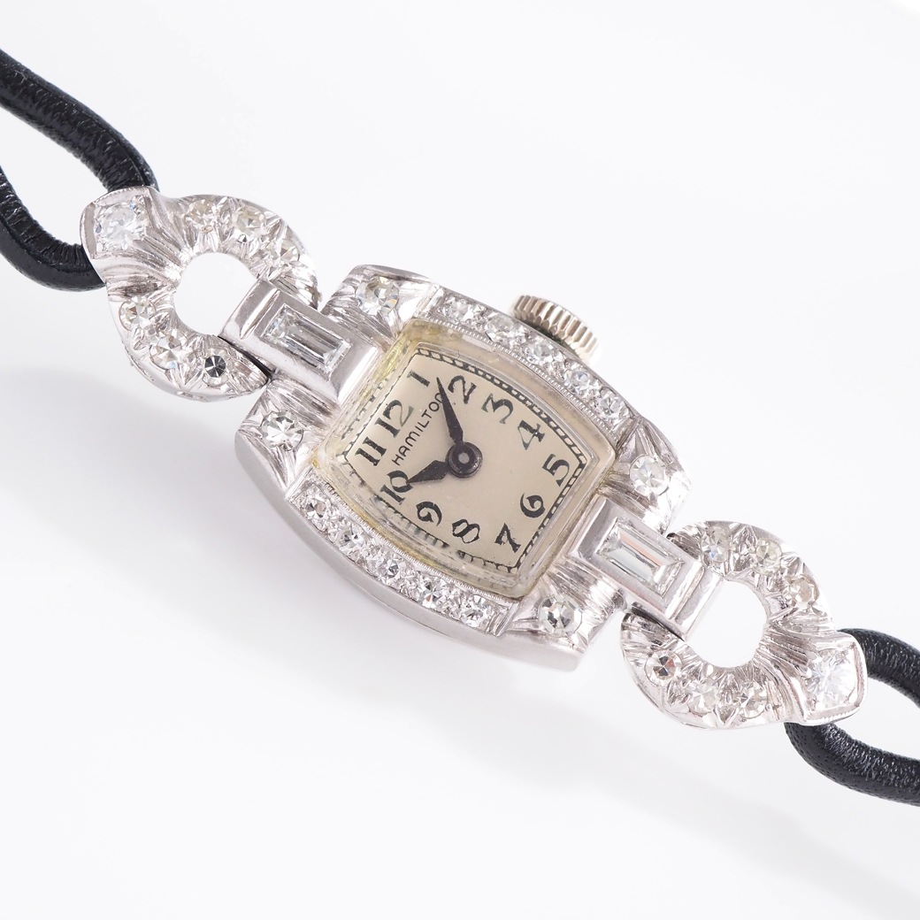 アンティークウォッチ ハミルトン ダイヤモンド装飾 トノー プラチナケース