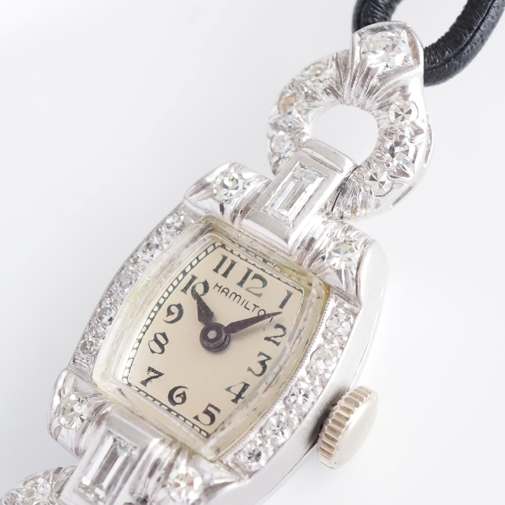 アンティークウォッチ ハミルトン ダイヤモンド装飾 トノー プラチナケース