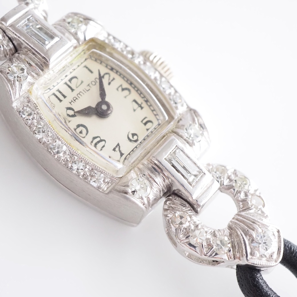 アンティークウォッチ ハミルトン ダイヤモンド装飾 トノー プラチナケース