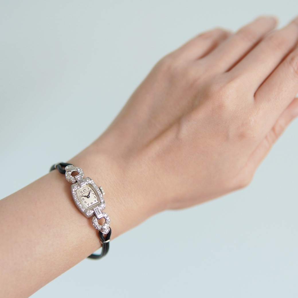 アンティークウォッチ ハミルトン ダイヤモンド装飾 トノー プラチナケース