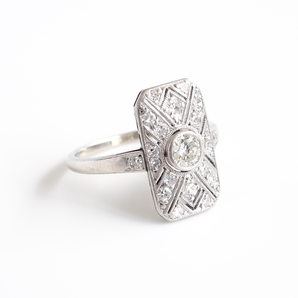 アンティークジュエリー リング ダイヤモンド プラチナ ホワイトゴールド アンティークリング