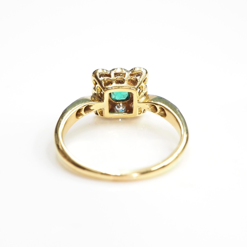 アンティークジュエリー リング エメラルド ダイヤモンド リング