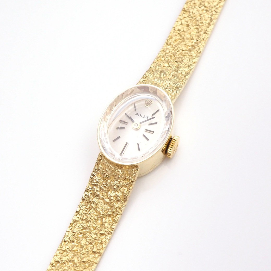 アンティークウォッチ ロレックス カットガラス オーバル YGケースブレスレット