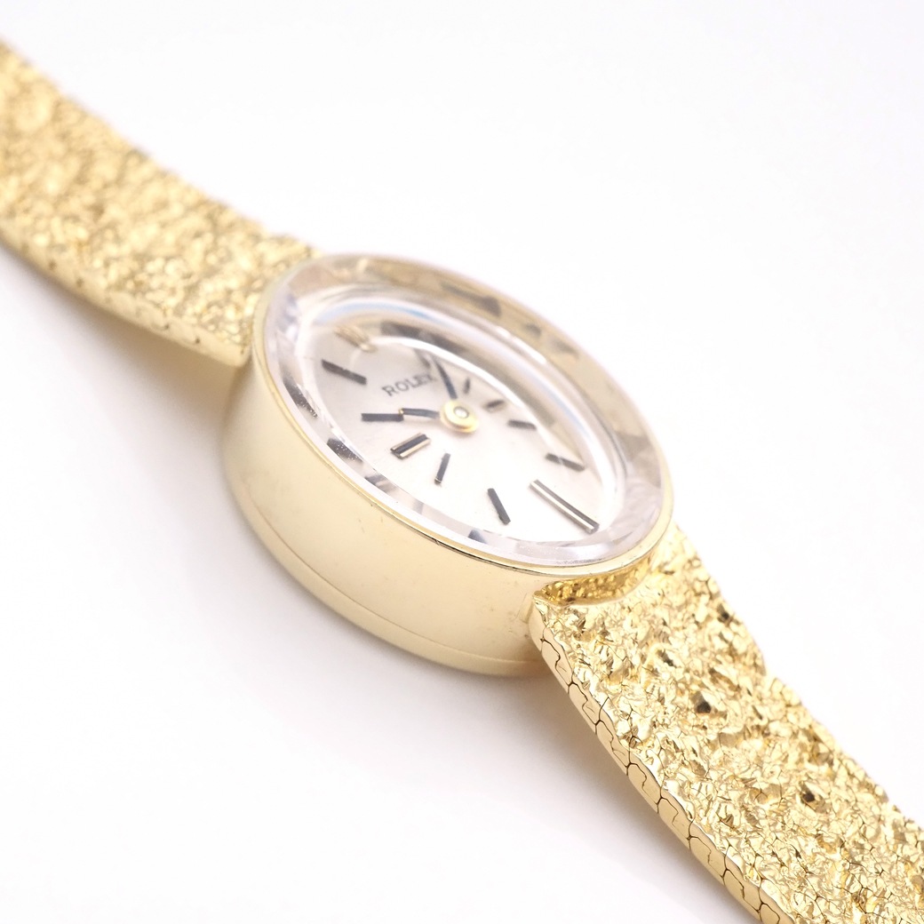 アンティークウォッチ ロレックス カットガラス オーバル YGケースブレスレット